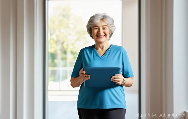 장애인재활상담사 추천 커뮤니티 - **Prompt:** A compassionate and professional female physical therapist in her late 30s, dressed in s...