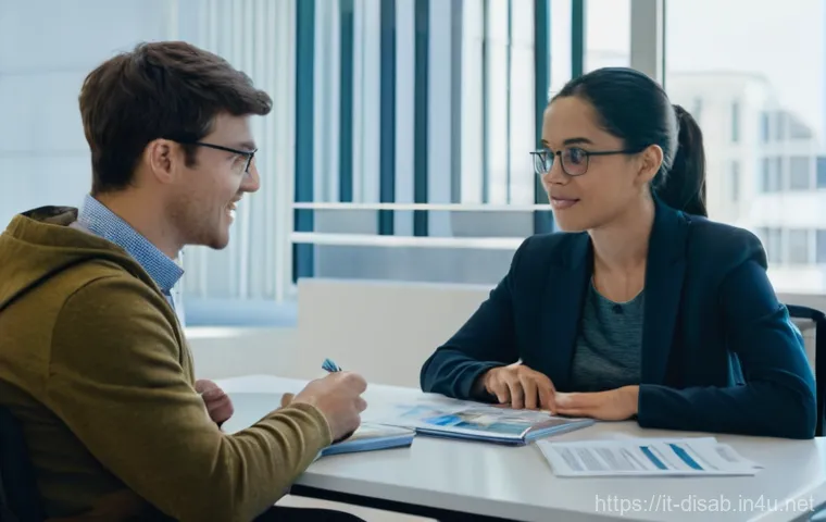 장애인재활상담사와 장애인 취업 지원 - **Prompt:** A diverse and inclusive group of professionals, aged 25-55, collaborating effectively in...