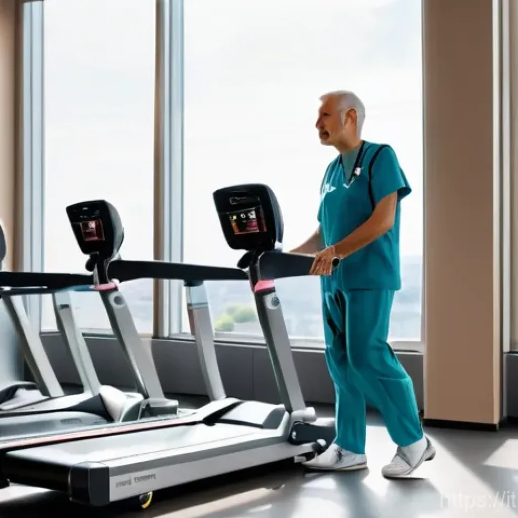 장애인재활상담사와 신체 재활 - A determined middle-aged Italian man, wearing comfortable athletic clothing, stands upright with the...