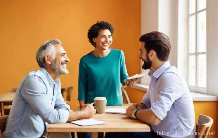 장애인재활상담사 직무 스트레스 관리 - **Prompt 2: Mindful Moments of Self-Care**
    "A male rehabilitation counselor in his early 40s, dr...