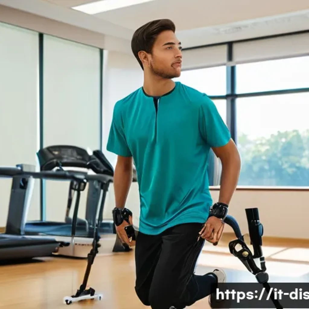 장애인재활상담사와 사회복지사의 차이점 - **Prompt for Rehabilitation Consultant Focus:**
    "A bright, modern rehabilitation center room, fi...