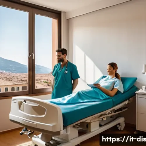 Home 32 장애인재활상담사 상담 결과 평가 - A warm and professional rehabilitation setting in Italy, showing a multidisciplinary team of medical...