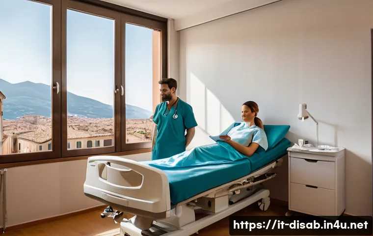 장애인재활상담사 상담 결과 평가 - A warm and professional rehabilitation setting in Italy, showing a multidisciplinary team of medical...