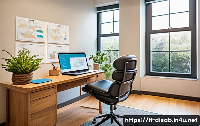 장애인재활상담사 학습 일정표 - A well-organized home study room designed for a rehabilitation consultant in training, featuring a l...