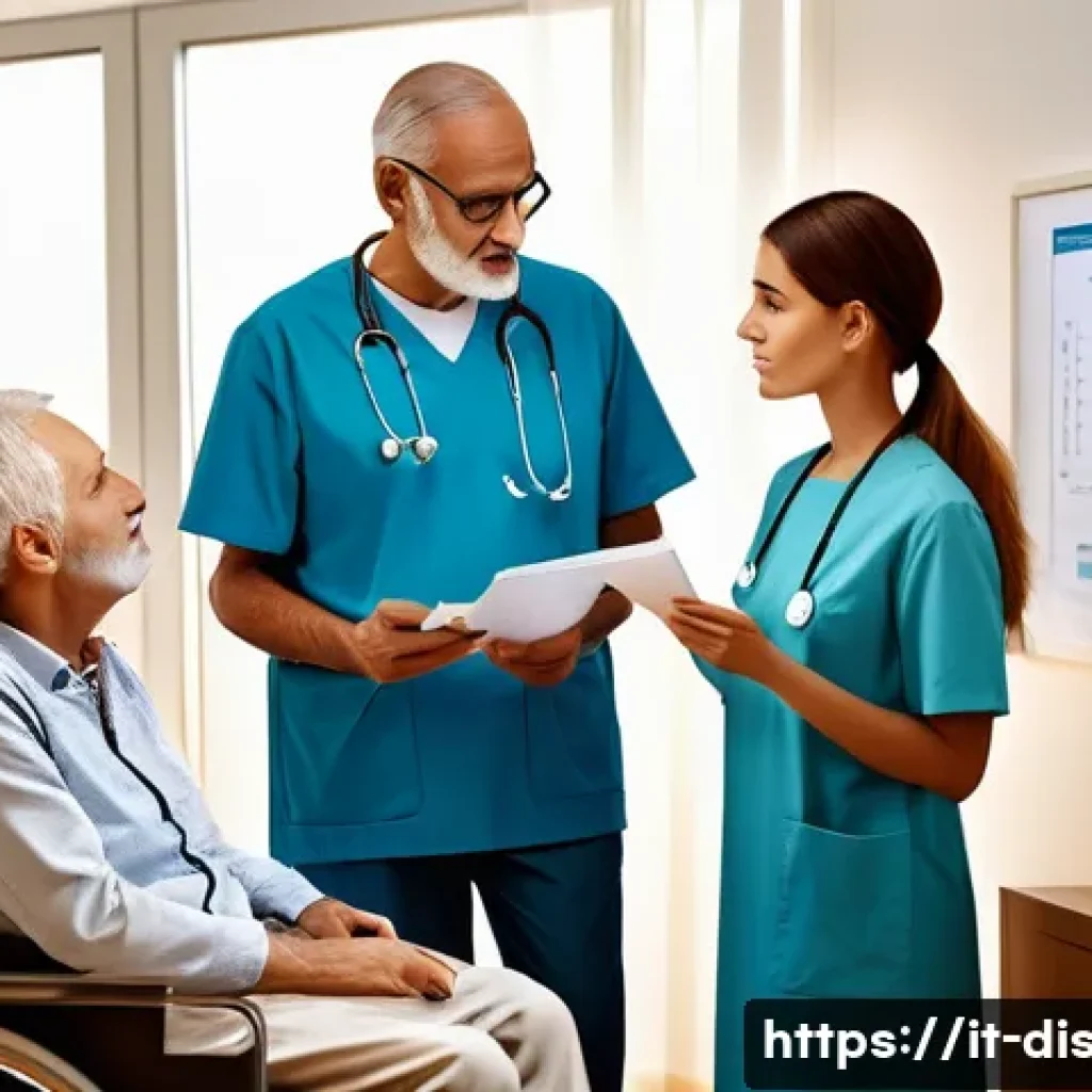 장애인재활상담사 자격증 준비 포럼 - A professional rehabilitation consultant in a modern Italian healthcare setting, attentively listeni...