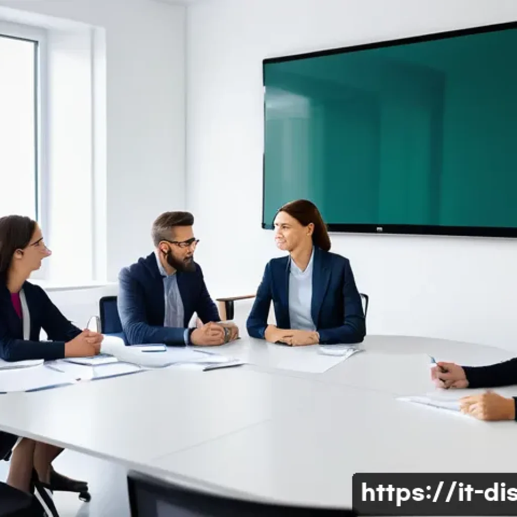 장애인재활상담사와 사례회의 - A multidisciplinary rehabilitation team meeting in a modern Italian healthcare facility, showing div...