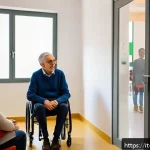 Home 18 장애인재활상담사와 커뮤니티 연계 - A warm, empathetic interaction between a professional consultant and a person with a visible physica...