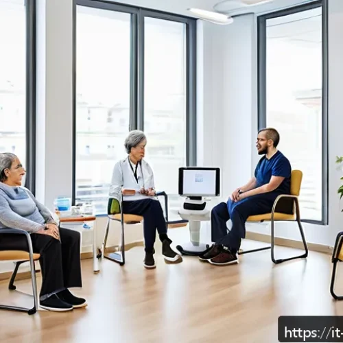 Home 17 장애인재활상담사 관련 국가 정책 변화 - A multidisciplinary rehabilitation consultant team in a modern Italian healthcare setting, including...