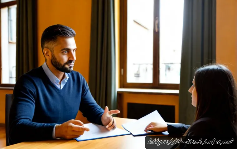 장애인재활상담사 교육 프로그램 비교 - Photorealistic Italian adult learner comparing two rehabilitation counseling education pathways at a...