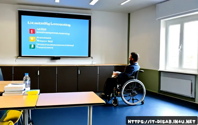 장애인재활상담사 필수 강의 - Photorealistic Italian professional training classroom for disability rehabilitation counseling, div...